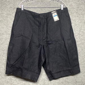 NWT Reunion Men’s XL 100% Linen Black Shorts Classic Preppy Resort Vacation